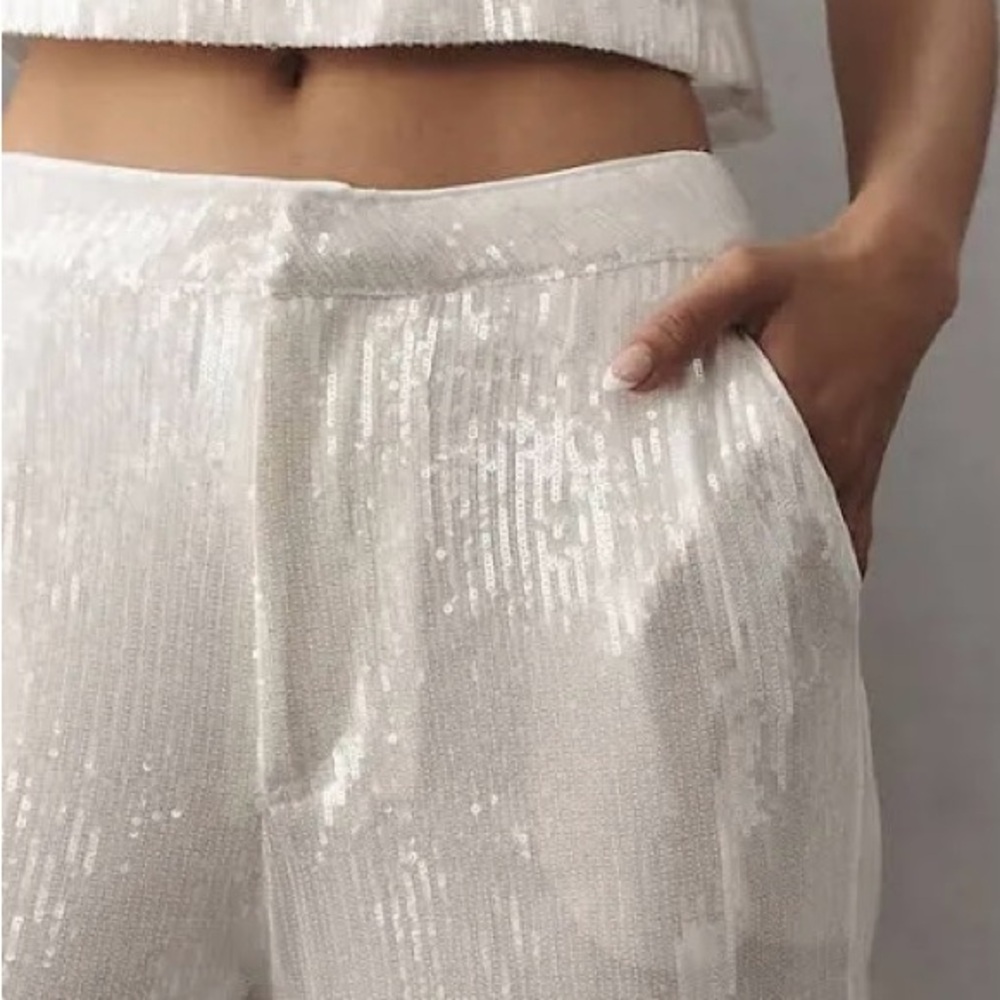‼️WOW‼️Anthropologie Light 🩵💙Blue SEQUENCE Wide Leg Pants‼️ - Picture 7 of 16